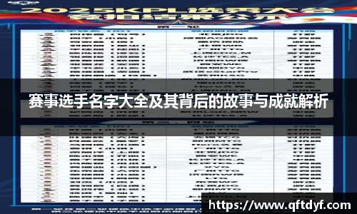 赛事选手名字大全及其背后的故事与成就解析