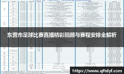 东营市足球比赛直播精彩回顾与赛程安排全解析